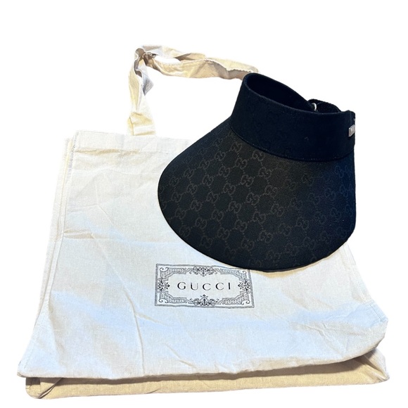 Gucci Accessories - Gucci GG Monogram Black Large Full Wide Brim Vintage Visor